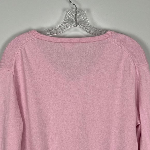 J Crew Womens Pink Cashmere Relaxed V Neck Sweater Heathered Peony size XXS - Picture 6 of 12